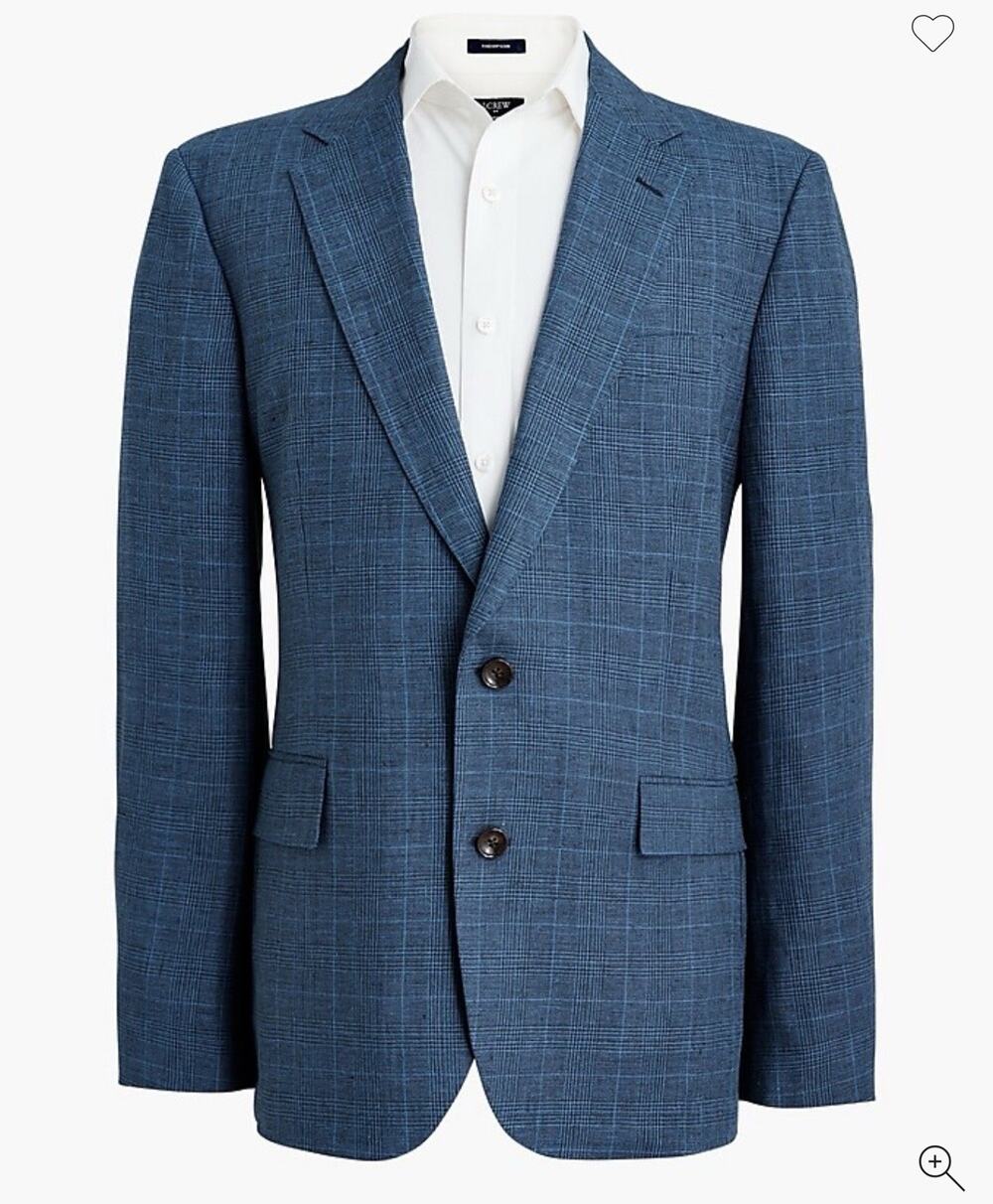 J Crew Mens Size 42R Slim-fit Thompson Plaid Linen Blazer New